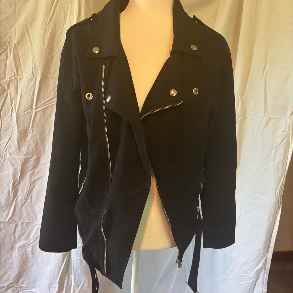 Wildfang Black Leather Jacket Asymmetrical Moto Style